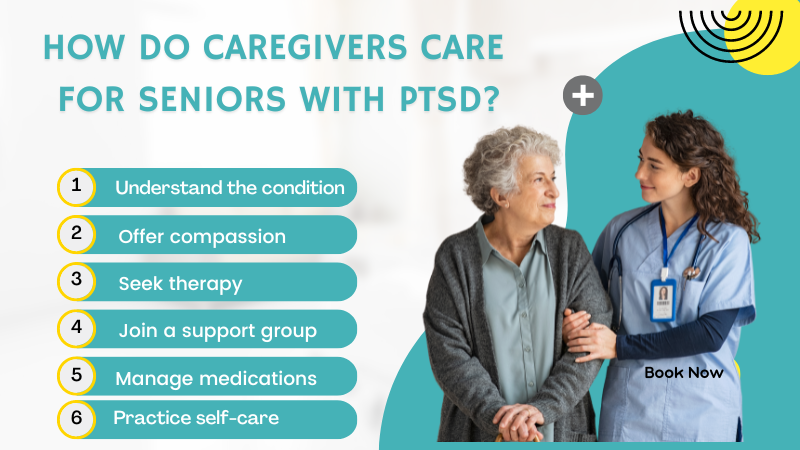 How do caregivers care for seniors with PTSD